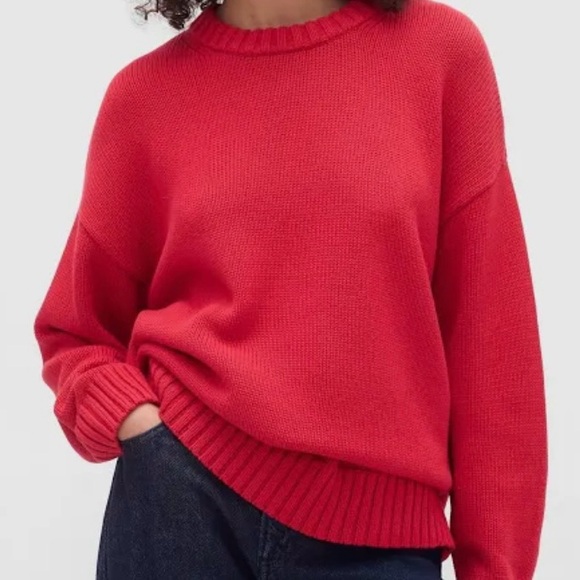 GAP- 100% Cotton Red Oversized Knit Sweater. Size: small - Picture 1 of 7